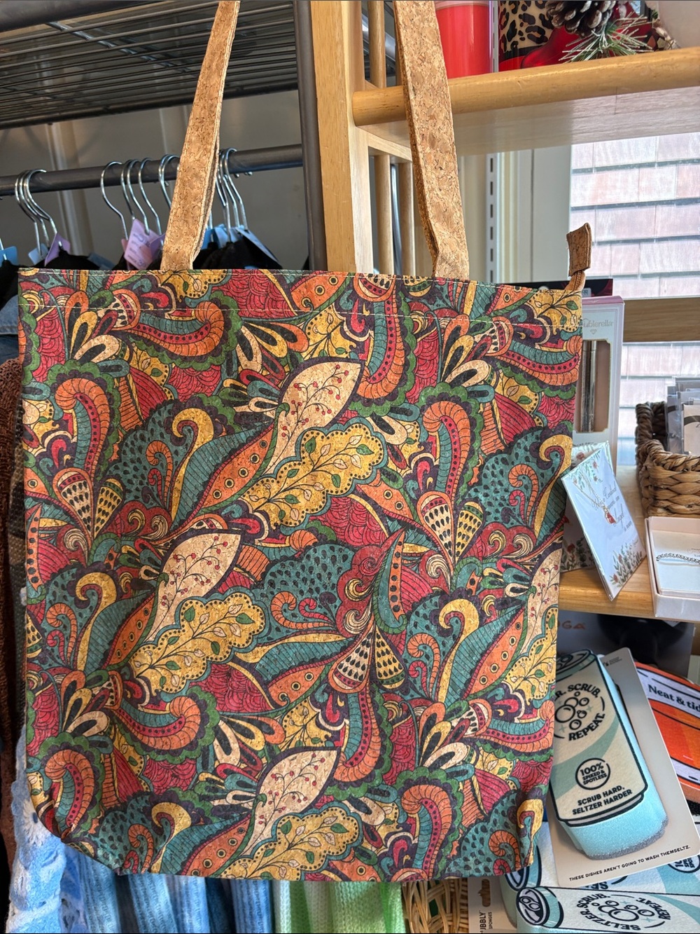 Cork from Portugal Tote Bag with Paisley Design